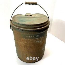 Vintage Rare CYCOL 5 GALLON OIL CAN BUCKET WITH METAL HANDLE AND WOOD HAND GRIP