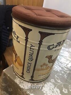Vintage Rare Camel Cigarette Stool Tin Can Chair