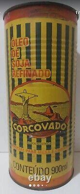 Vintage Rare Corcovado Rio Brazil Soybean Oil Tin Can Almost A Liter Advertising