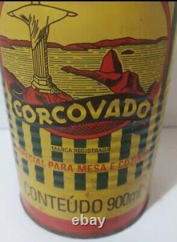 Vintage Rare Corcovado Rio Brazil Soybean Oil Tin Can Almost A Liter Advertising