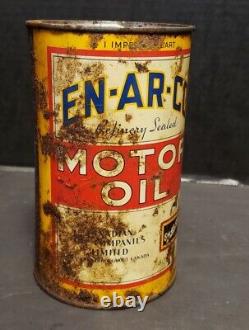 Vintage Rare Enarco EN-AR-CO 1 qt Motor Oil Can w boy on Label