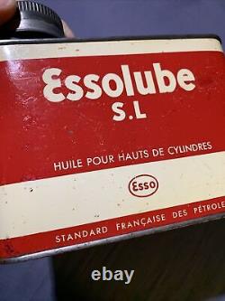Vintage Rare Esso Early Automobile Squatty French Essolube S. L. Motor Oil Can