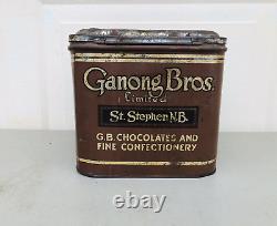 Vintage Rare Ganong Bros. Chocolate Tin Can G. B. Chocolates and Confectionery