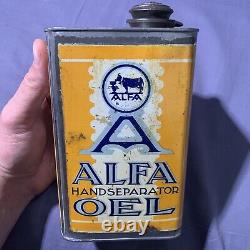 Vintage Rare German Alfa Hand Separator Oel Graphic Cow Spout Oil Can