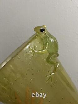 Vintage Rare HTF Retro Lime Green Acrylic Lucite 1960s Frog Trash Can