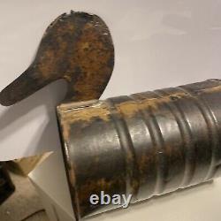 Vintage & Rare Handmade Round Tin Metal Can Duck Hunting Floating Decoy-euc