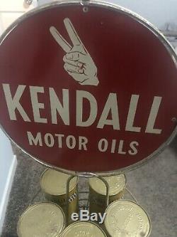 Vintage Rare Kendall Motor Oils Quart Rack Display With Full Cans Gas/oil