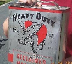 Vintage Rare Mouren Lauren Reclaimed Motor Oil Can Sign Gas With Elephant Graphic