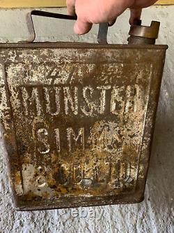 Vintage Rare Munster Simms 2 Gallon Petrol Can Oil Automobilia Old