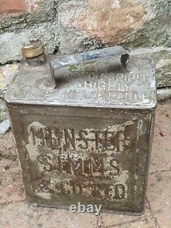 Vintage Rare Munster Simms & Co Ltd 2 Gallon Petrol Can Oil Automobilia Old