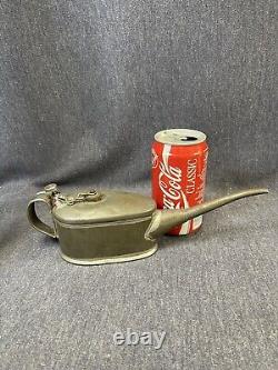 Vintage Rare Oil Can, Long Spout Oval Tin, Old 1040s Lubricant 1/2 Pint No 2