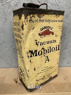 Vintage Rare Old Mobiloil oil can tin automobilia
