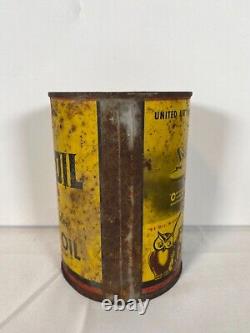 Vintage Rare Pennzoil 1 Qt Quart Motor Oil Can Airplane and owls