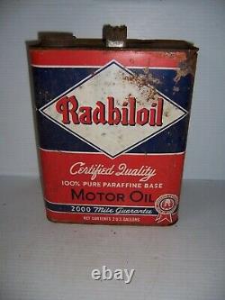 Vintage Rare Radbiloil 2000 Mile Motor Oil 2 Gallon Can Gas Station Advertising