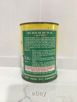 Vintage Rare Red Head Heavy Duty Full Oil 1 Quart Can advertising oil and Gas