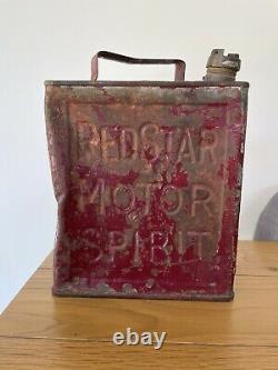 Vintage Rare Redstar Motor Spirit 2 Gallon Petrol Can With Cap