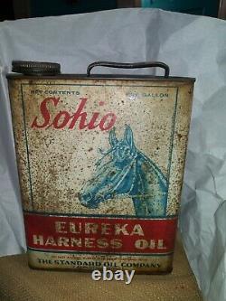 Vintage Rare Sohio Eureka (Standard) Harness Oil Can One Gallon