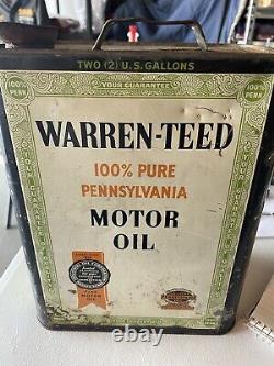Vintage Rare Warren-Teed Motor Oil Advertising Can 2 Gallons 1920's Pennsylvania