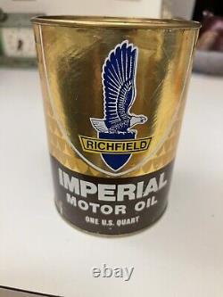 Vintage Richfield Motor oil can Rare Super Condition Full