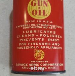 Vintage SAVAGE GUN OIL LEAD TOP HANDY OILER Rare Advertising Oil Tin Can 3 oz