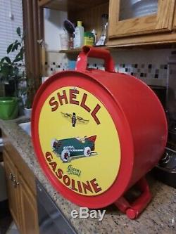 Vintage Shell Green Streak Rocker Oil Can Advertising Gas Rare