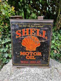 Vintage Shell Motor Oil Gallon Can Tin Garage Automobilia Motoring Rare