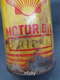 Vintage Shell Motor Oil Round Quart Can Tin Garage Automobilia Motoring Rare