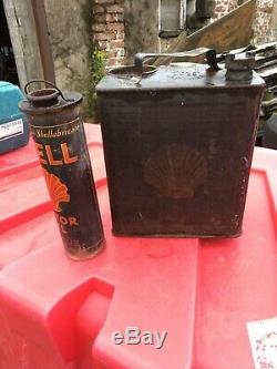 Vintage Shell Oil & Shell Petrol Can Duel Circa 1930 Very Rare Collectable