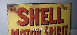 Vintage Shell Porcelain Can Sign Rare Gas Oil Service Station Pump Motor Spirit