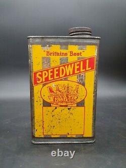 Vintage Speedwell Lubricants Running in Oil Can Tin Rare Garage Automobilia