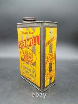 Vintage Speedwell Lubricants Running in Oil Can Tin Rare Garage Automobilia