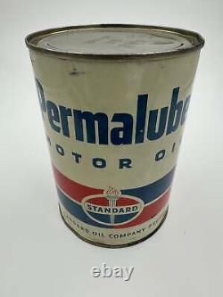 Vintage Standard Permalube Quart Oil Tin Can Full RARE SAE 50 Chicago Il