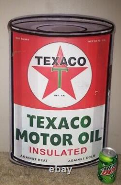 Vintage Texaco Motor Oil Can Display Metal Sign In Store Use Only Gas RARE 24
