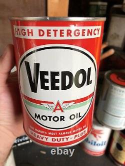 Vintage Veedol Rare Green Stripe Motor Oil Quart Can metal original flying A