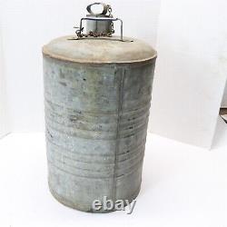 Vintage W. R. Ames Oil 5 Gallon Galvanized Metal Bulk Oil Can With LID Rare Used