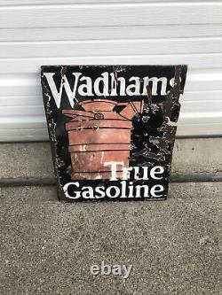 Vintage Wadhams RARE Flange Sign Oil Can Gas Station Advertising Sign