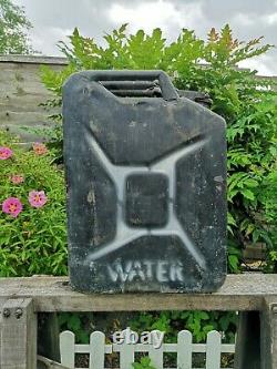 Vintage black rare military metal jerry can water/ petrol fuel can dated 20L