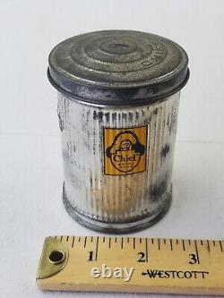 Vintage chief northwest metal ware products salesmans sample trash can rare logo