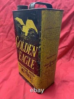 Vintage oil can automobilia petrol Gallon old Rare Golden Eagle