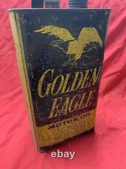 Vintage oil can automobilia petrol Gallon old Rare Golden Eagle