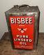 Vintage rare bisbee bee metal oil can gas sign 5 gallon