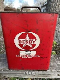 Vintage rare derby motor oil 2 gallon advertising oil can Kansas