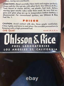 Vintage super rare Ohlsson & Rice 2 paper label supreme fuel can 2/3 full