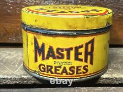 Vtg 1930s Master Greases 1 Lbs Grease Can Oil Can Tin Master Lubricants Co Rare