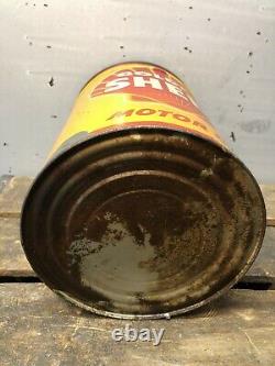 Vtg 1940s Shell Golden Shell Motor Oil 1 Imperial Gallon Oil Can Tin Canada Rare