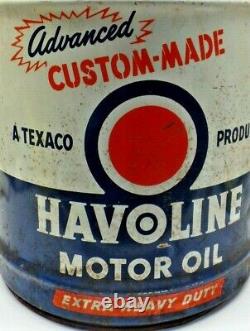 Vtg 1950s Texaco Havoline Motor Oil 5 Gallon Oil Can Pail Petroleum RARE