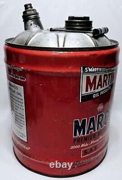 Vtg Marco 5 Gallon Premium Motor Oil Can EMPTY- S'Martin Up With Martin's- RARE