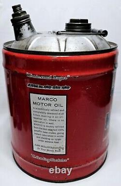 Vtg Marco 5 Gallon Premium Motor Oil Can EMPTY- S'Martin Up With Martin's- RARE