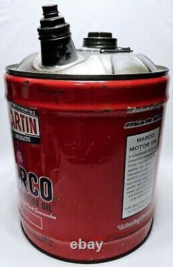 Vtg Marco 5 Gallon Premium Motor Oil Can EMPTY- S'Martin Up With Martin's- RARE