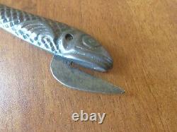 Vtg Old Rare Antique Victorian Era Cast Iron Figural Sardine Fish Can Tin Opener